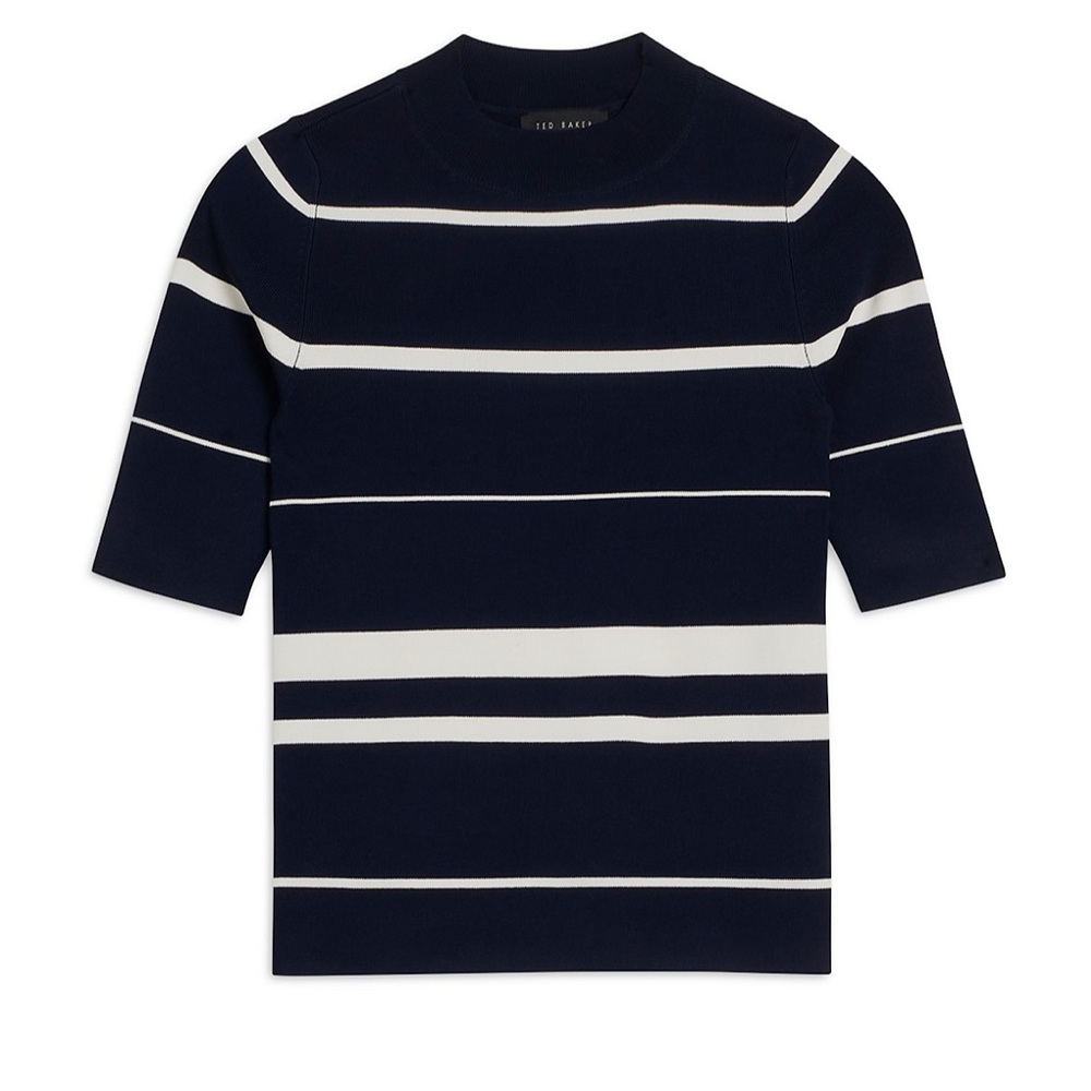 Ted Baker London Makarin Stripe Ribbed Knit Top NWT